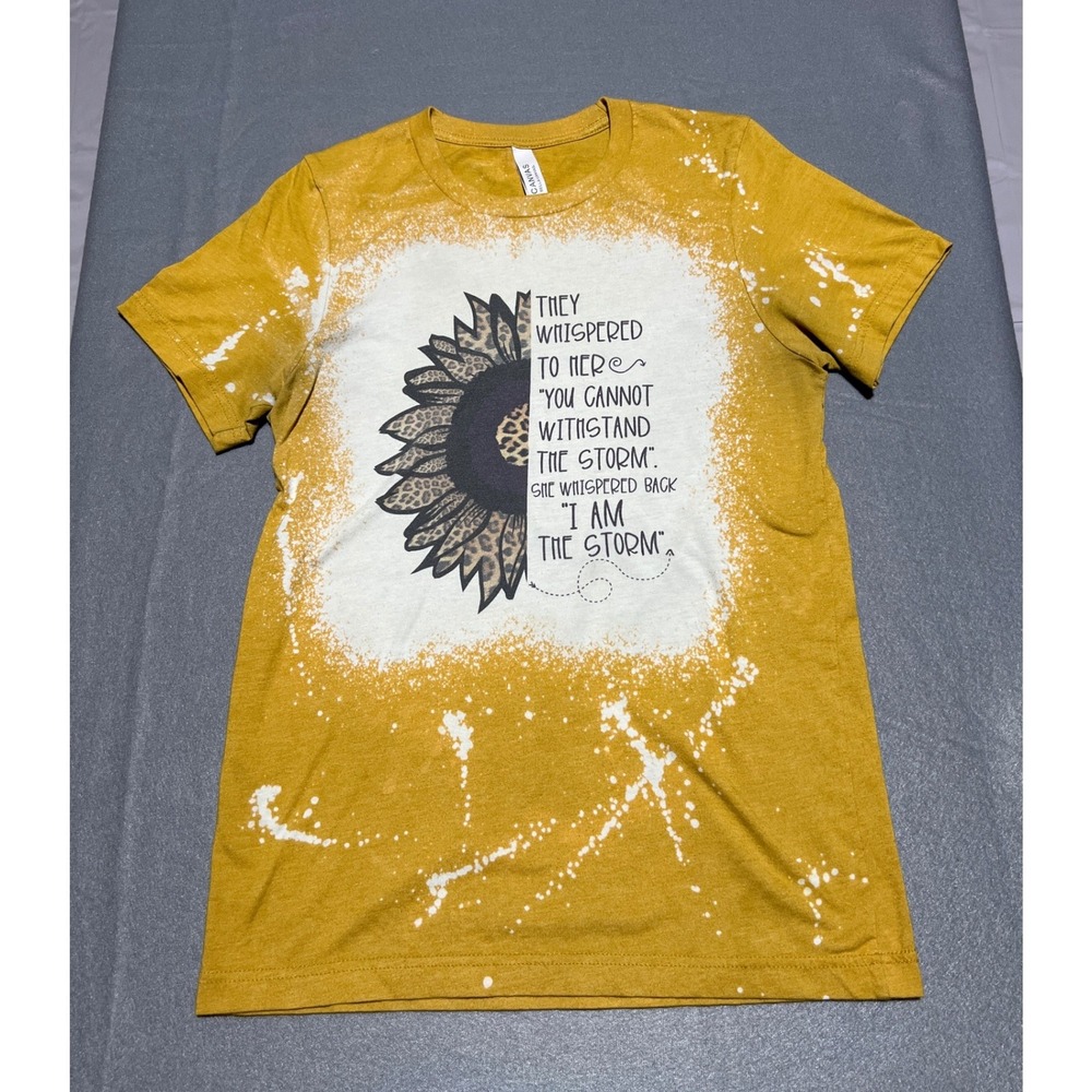 Bella Canvas Mustard Yellow Bleached Sunflower I Am The Storm Graphic Tee S